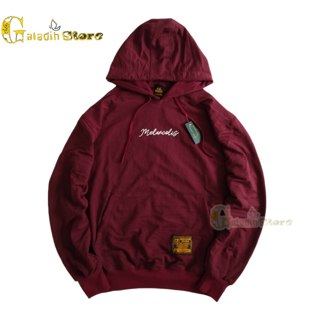 Hoodie Pria Distro original brand tebal Sweater Good Morning Melodiss maroon Unisex Cowok Cewek COD