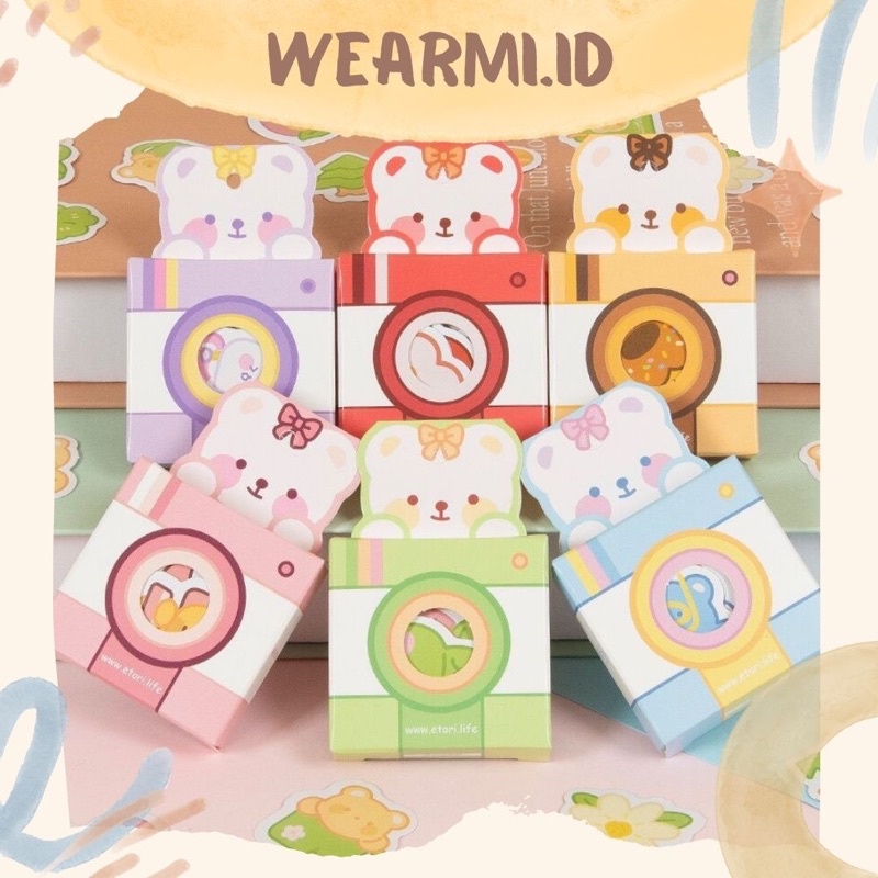 

40 Pcs Deco Sticker Box Bear Colorfull Camera Cute Karakter Sticky Planner DIY Scrapbook Stiker Dekor Kotak Colorfull Wearmi