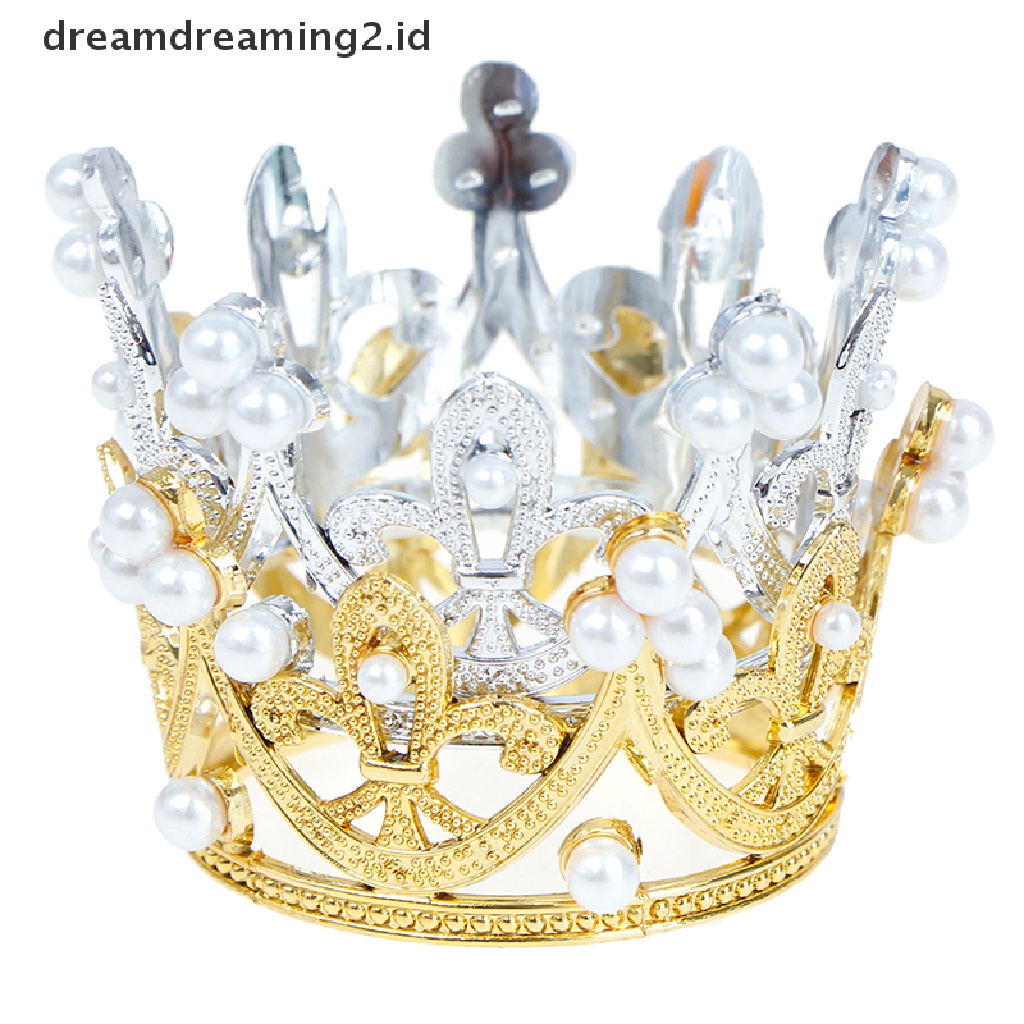 (LIKE) 1pc Mahkota Tiara Mini Hias Kristal / Mutiara Untuk Hiasan Rambut Anak Perempuan