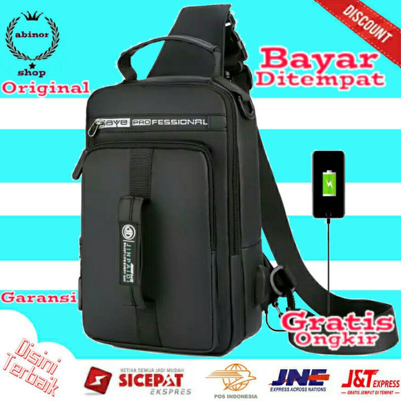 Tas Selempang Slempang Jinpaidi ORI Original Pria Wanita Tas Anti Air Keren Slingbag Terbaru JA 203