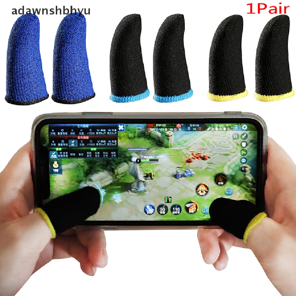 Adawnshbhyu 1pasang Sarung Tangan Jari Jari Tangan Anti Keringat Game Handphone Touch Screen Jempol Finger Sleeve