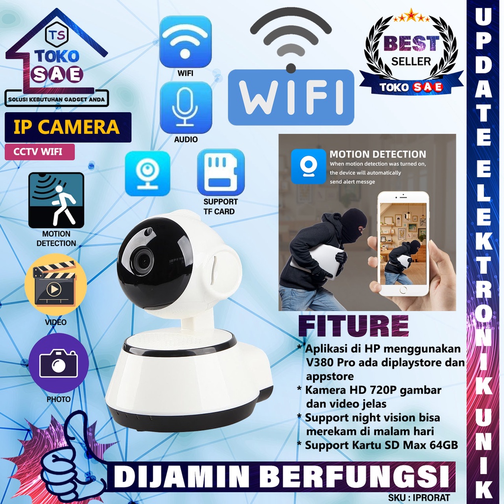 IP Camera Rotation Aplikasi V380 WIFI FULL HD Kamera CCTV Wireless Camera Keamanan Rumah Hidden Kame