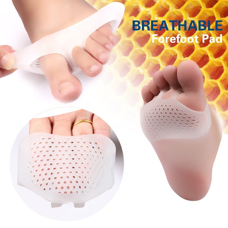 1 Pasang Insole/Insert/Sisipan Sepatu/Pad Bantalan Kaki Bahan Silicone Desain Sarang Lebah Unik untuk Perawatan Kaki Pria dan Wanita