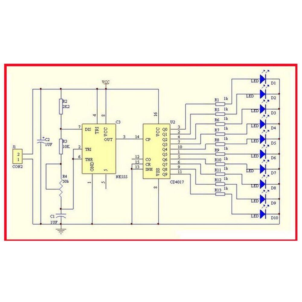 Agustinina Lampu Air DIY Bagian Cerdas Lampu Aliran Lampu Air Mengalir Lampu Indikator Lampu Kit Elektronik Bagian DIY NE555+CD4017 Cahaya