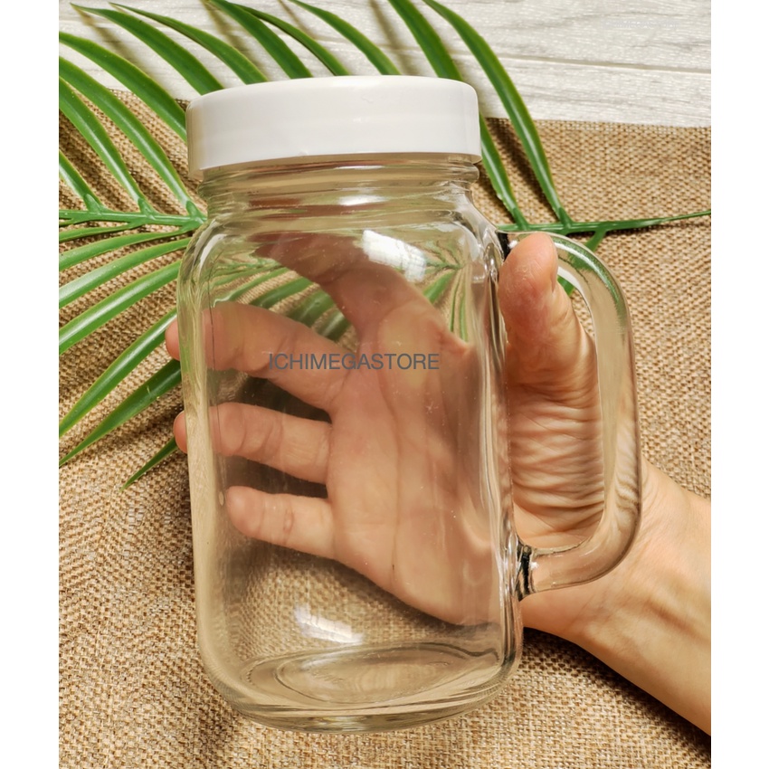 ICHIMEGASTORE Gelas TUTUP Drink Jar Harvest Time Mug Cafe Toples Souvenir Gelas 600 Mililiter Jam Ja