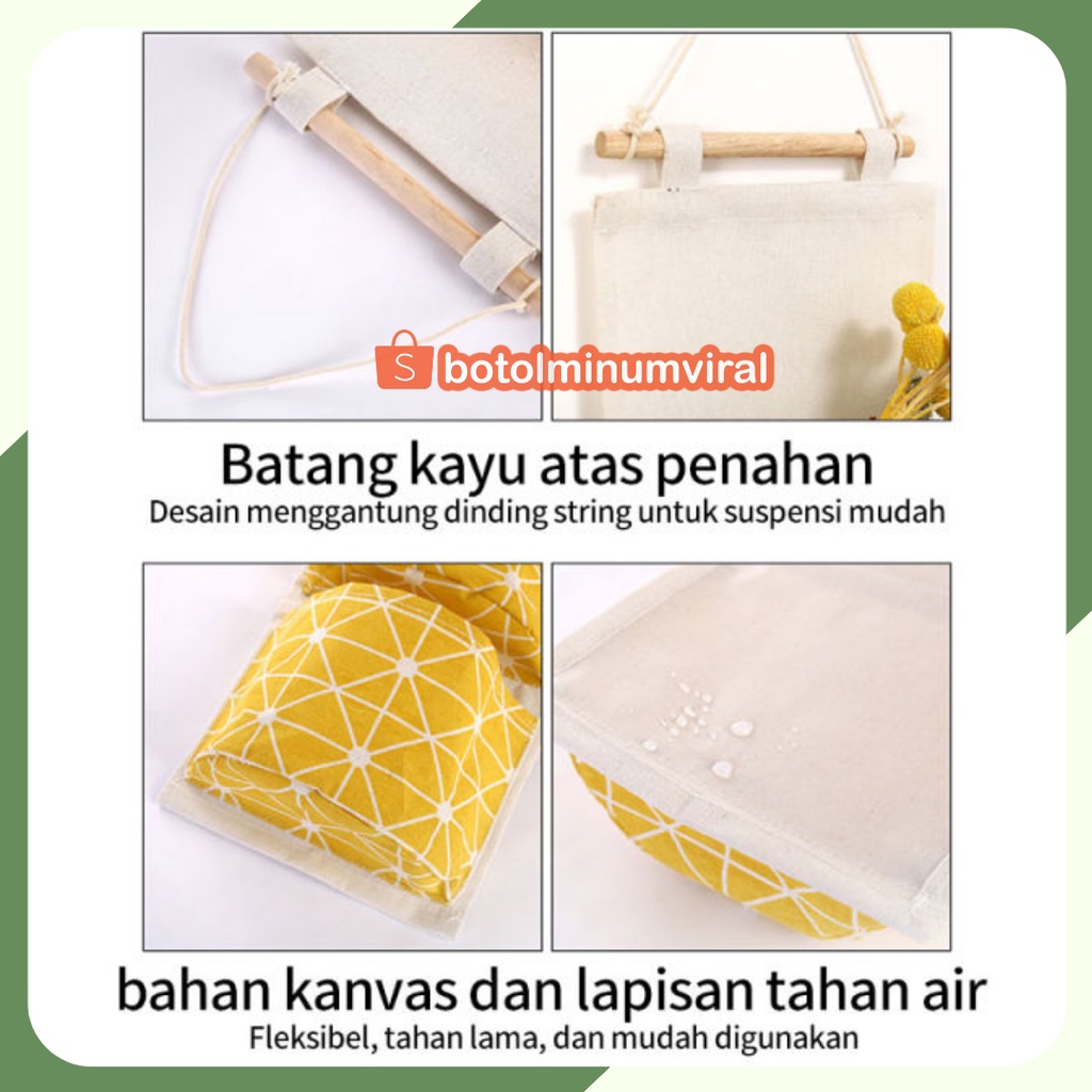 Pouch Wadah Gantung Korea 3 SEKAT Dinding Hanging Storage bag Organizer Original
