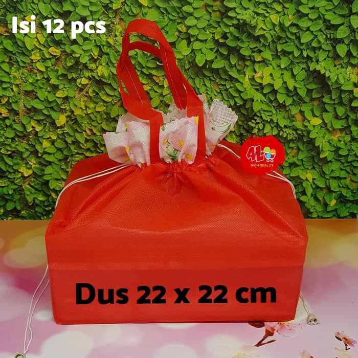 

JUAL MURAH Tas Kain Serut parcel untuk Dus Box Makanan ukuran 22x22 cm HOT PROMO