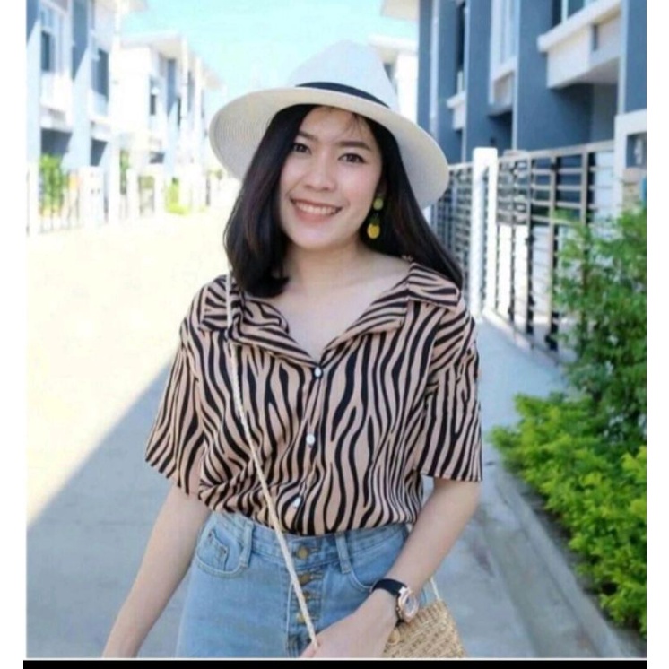 KEMEJA WANITA ANIMAL ZEBRA PRINT