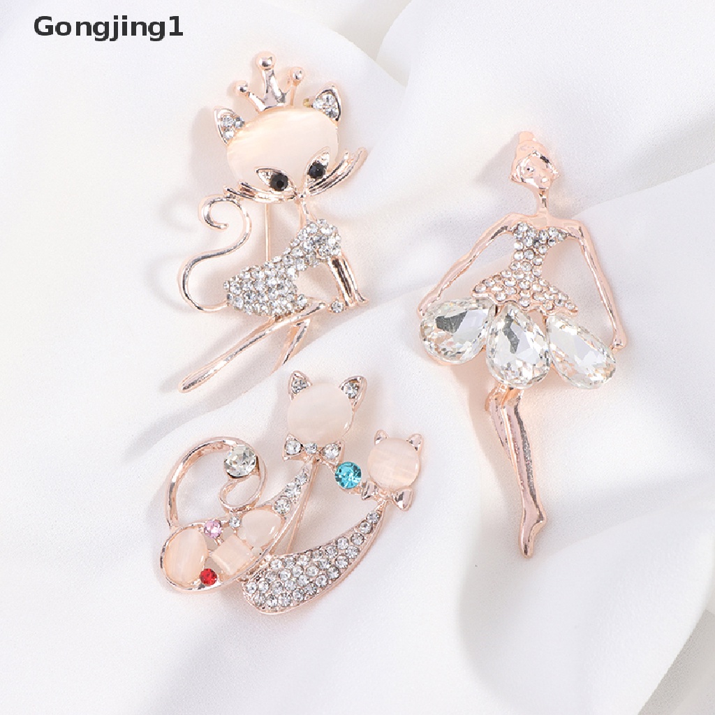 Gongjing1 1PC Bros Pin Kristal Berlian Imitasi Aksesoris Pakaian Wanita Untuk Hadiah