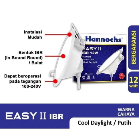 Lampu Downlight LED Hannochs Easy II IBR 12 Watt Ceiling Lamp - Putih