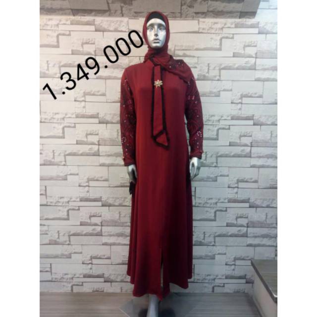Abaya hikmat A5500 grey & maroon
