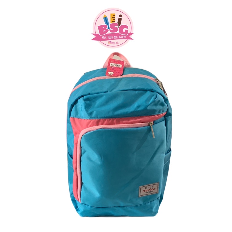 

Tas ransel perempuan HERBIE polos warna biru kombinasi pink