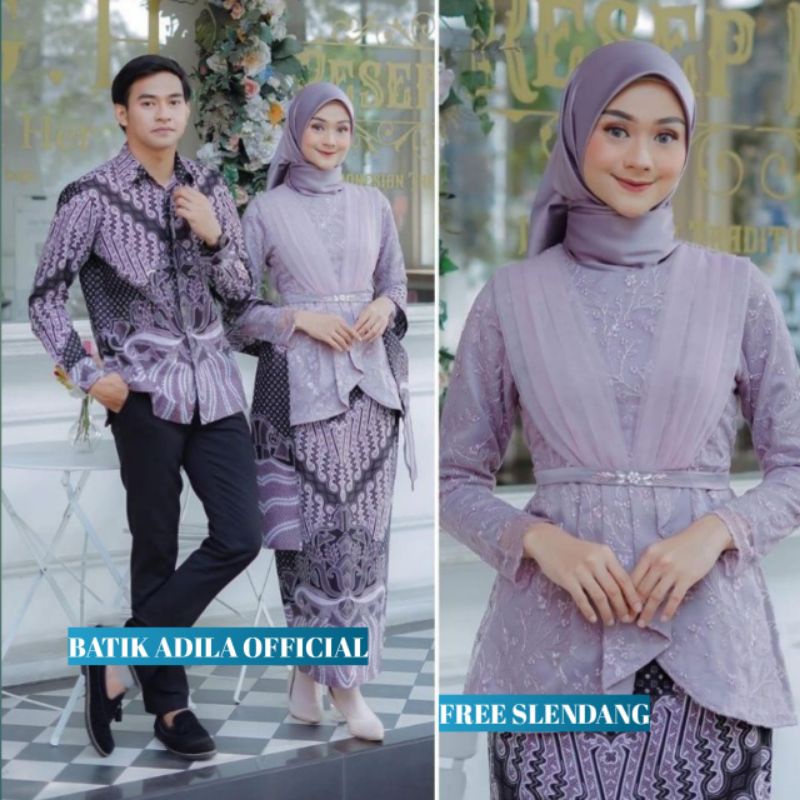 Couple Kebaya Modern Baju Wisuda Tunangan Lamaran Terbaru Baju Batik Brokat Couple Avena