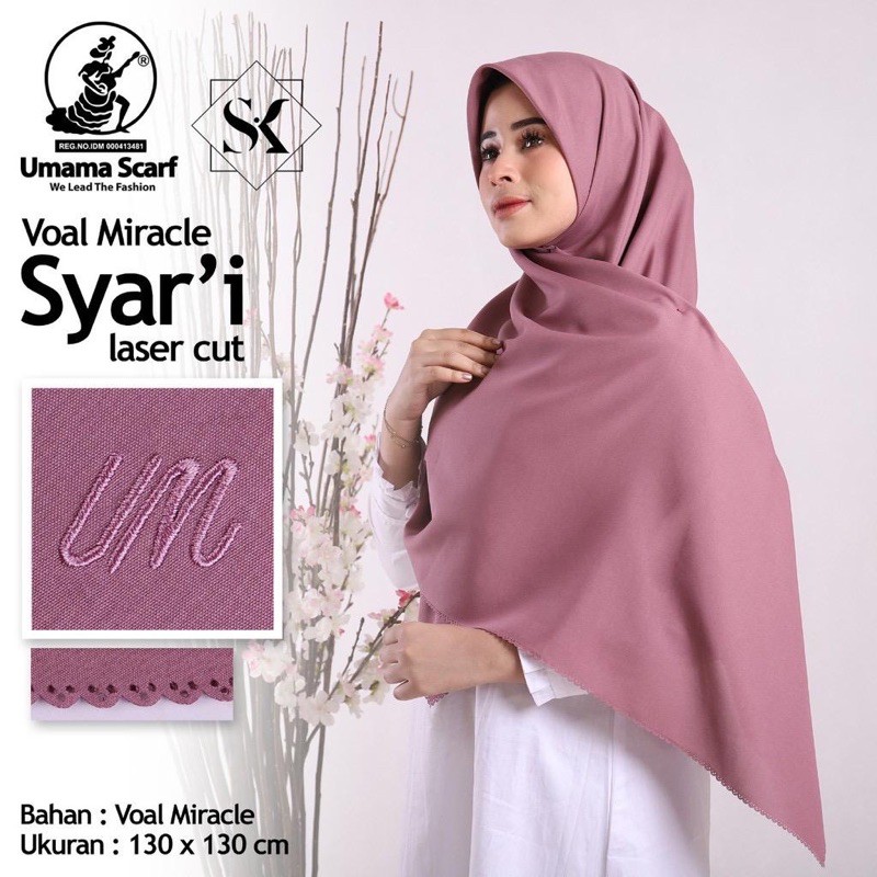 Jilbab PLUS LABEL WARNA  Voal Miracle Syari Bordir Metal Logo UMAMA