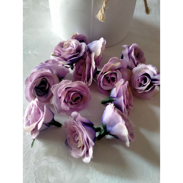 Kepala bunga mawar peony kelopak bunga artificial kecil hiasan dekorasi mahar craft-Ungu muda