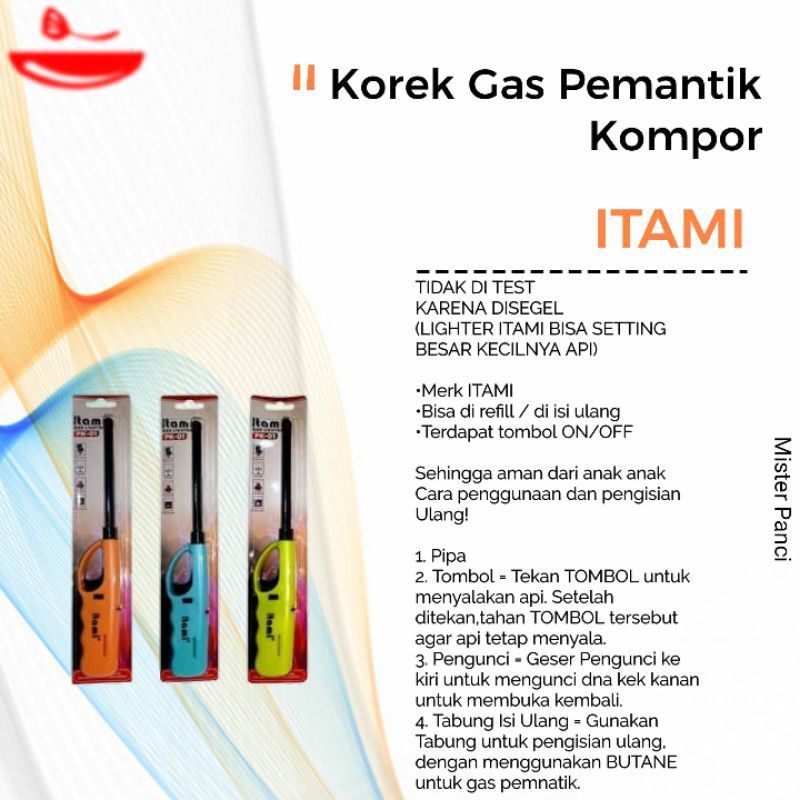 pematik kompor gas merk ITAMI / korek api kompor lighter pematik gas ITAMI korek gas korek isi ulang