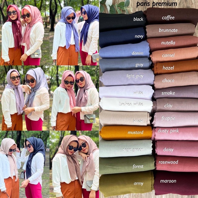 SEGIEMPAT PARIS PREMIUM SQUARE HIJAB ANTI LETOY COTTON VOAL JAHIT TEPI