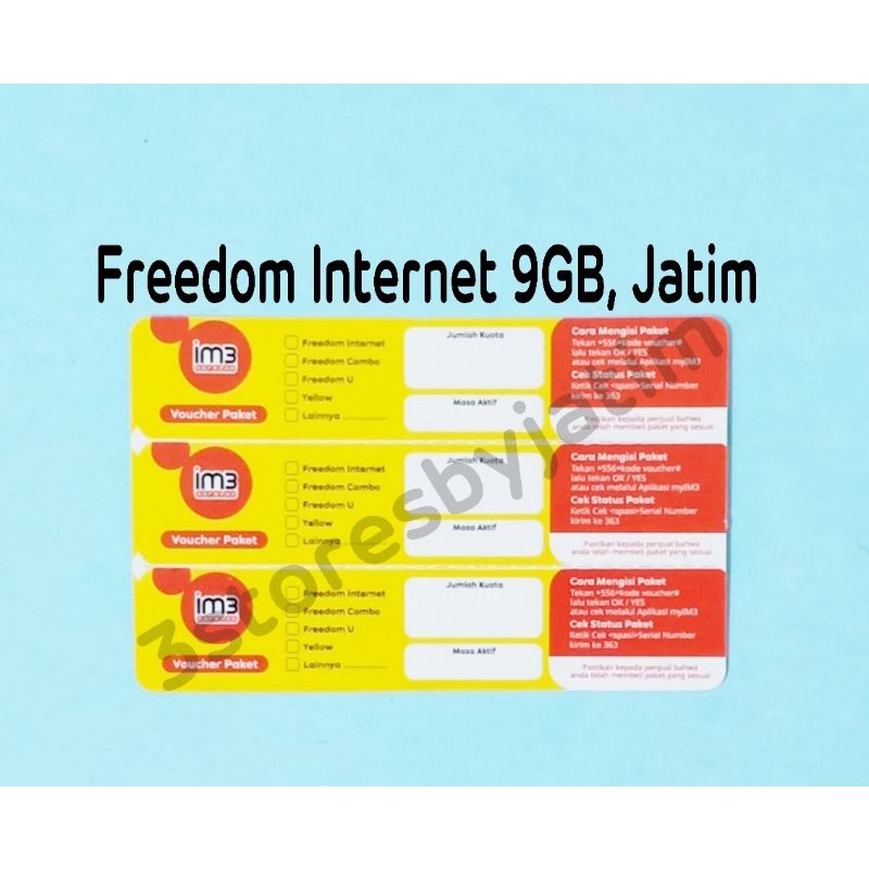Voucher Kuota Data Indosat Freedom Internet 9GB, Jatim