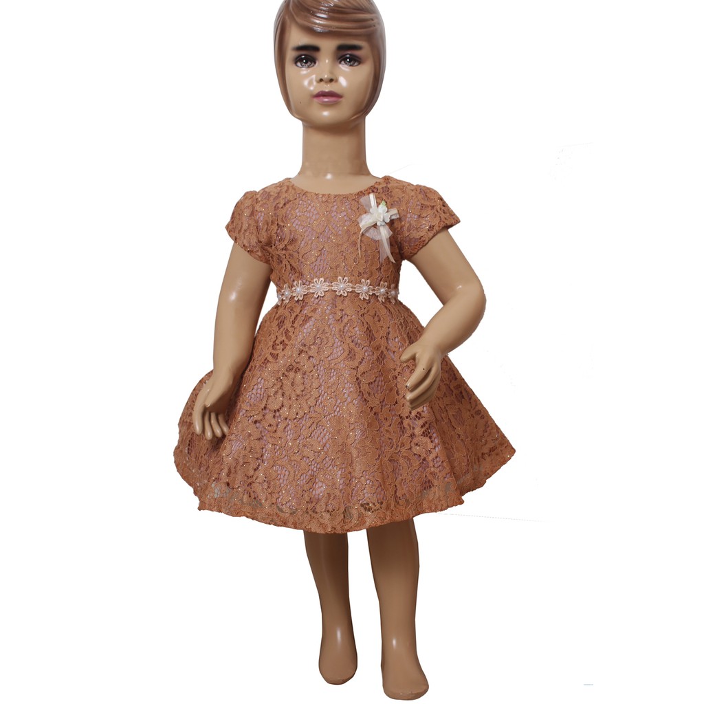Dress Kids emmy/Baju Party Anak Brukat Gliter/Pakaian Anak Trendy/Brukat Anak Ada renda