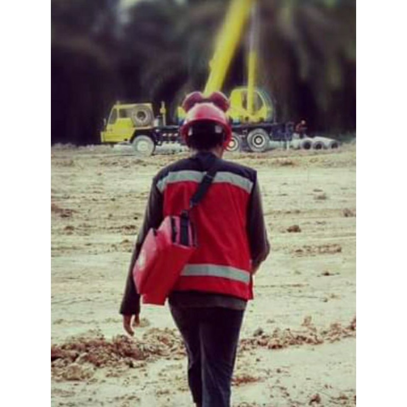 ROMPI SAFETY FREE LOGO K3 BENDERA BAHAN DRILL MERAH KOMBINASI HITAM RESLETING 4 KANTONG SAKU  HSE