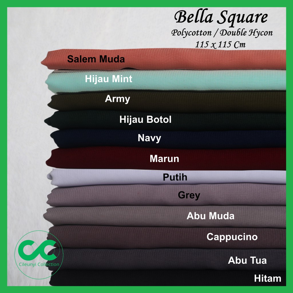 ✅ Jilbab Bella Square Polycotton /Segi Empat Bellanium / Kerudung Segi 4 Laudiya Hijab Double Hycon Original by Cileunyi Collection