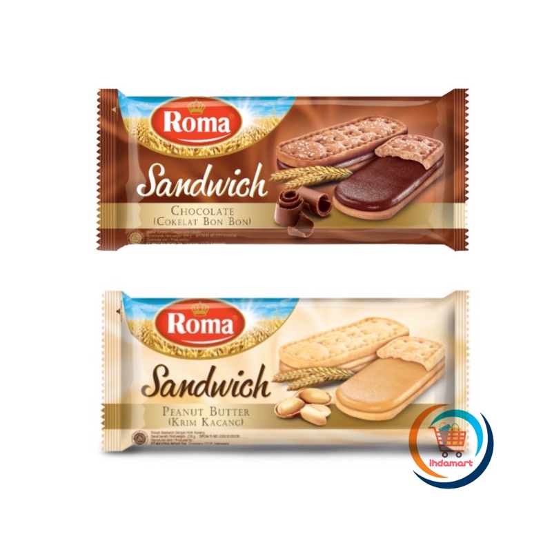 Roma Sandwich Coklat / Kacang 189 gr