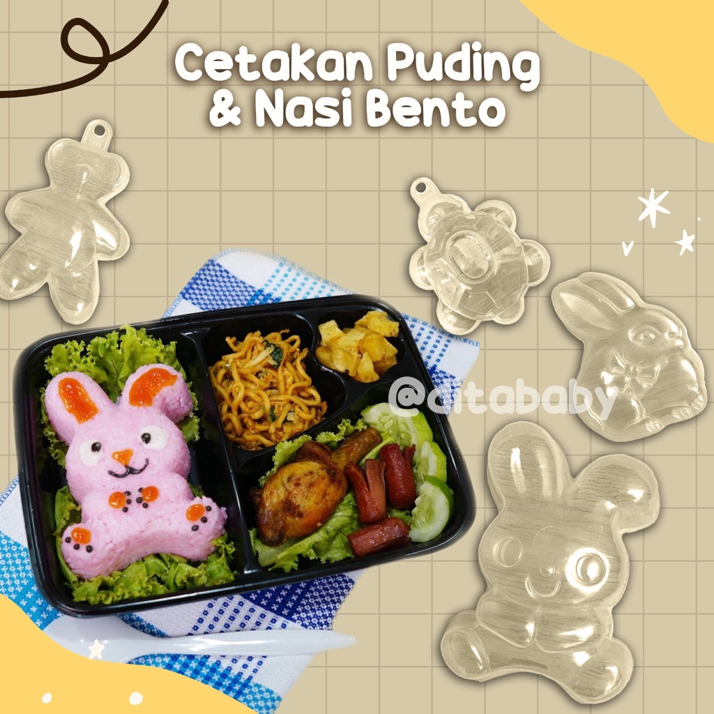 Cetakan Jelly Agar-Agar Puding / Cetakan Kue Nasi Bento - Karakter Bening Cetakan Nasi/Cetakan Puding/Cetakan Kue Agar Jelly