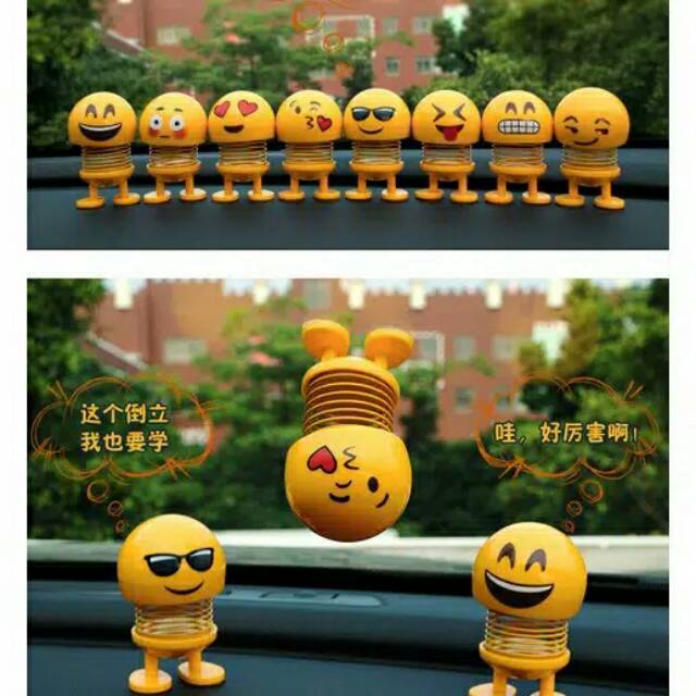 Boneka goyang / boneka pajangan mobil kepala emoji luci