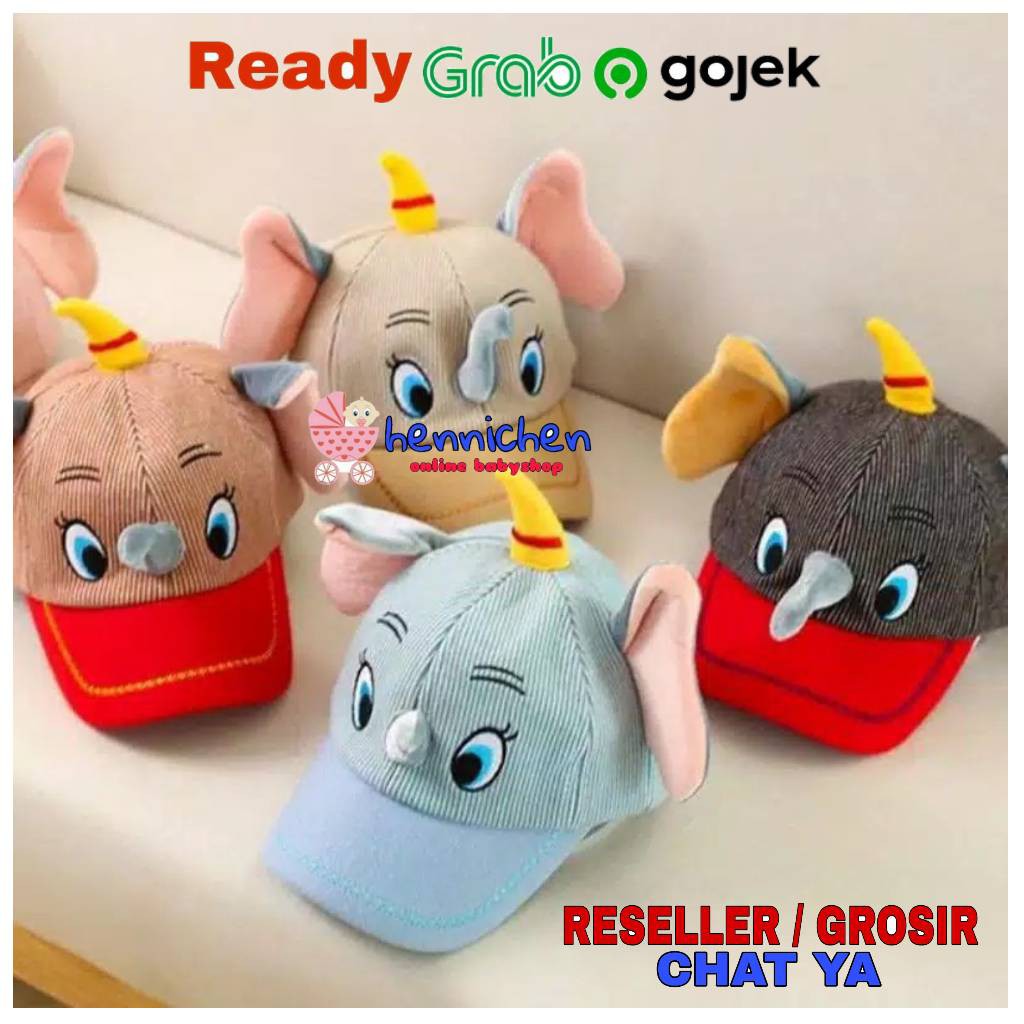 TOPI BASEBALL ANAK MOTIF GAJAH TOPI ANAK KARAKTER