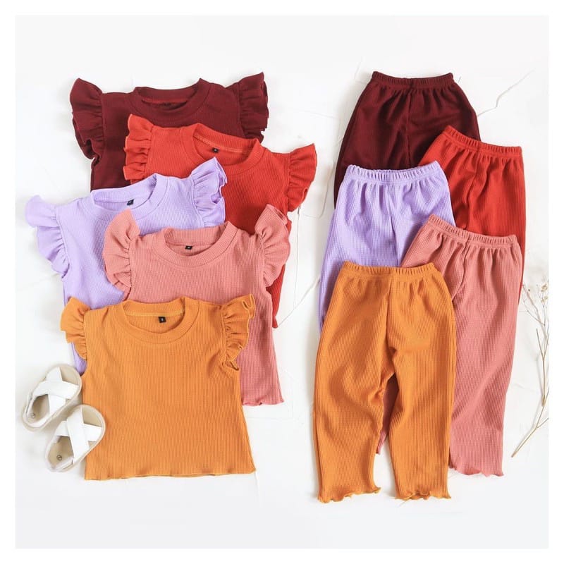 Setelan Waffle Anak Perempuan Usia 1-4Th Set Nina Pineapple Kids