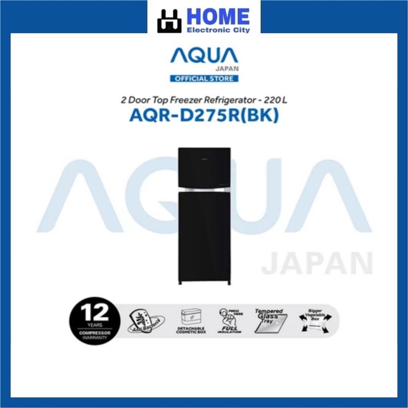 AQUA JAPAN KULKAS 2 PINTU AQR-D275R Kulkas AQUA 2 pintu Glass Door inverter Garansi Resmi