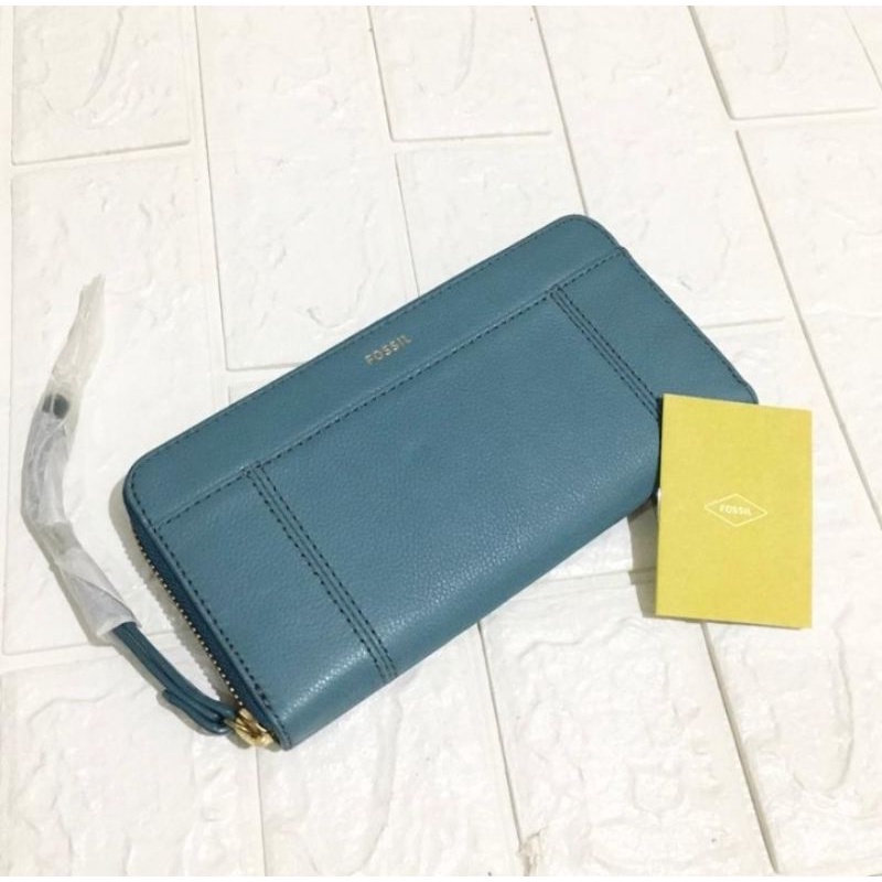 Dompet Fossil Jori RFiD Zip Clutch Caribbean Wallet Original New with Tag