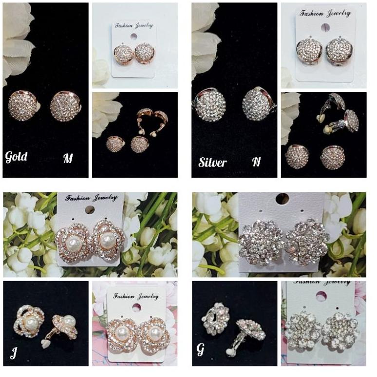 [Art. V1143] Giwang  / Anting Jepit Permata Berlian Kristal