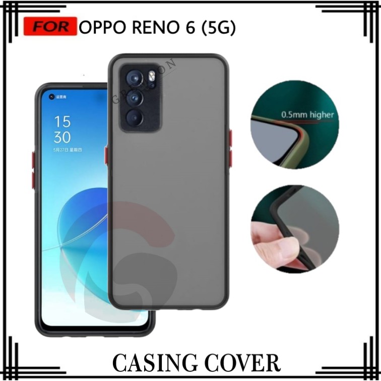 PROMO CASE OPPO RENO 6 (5G) HITAM HYBRIC CASE DOVE MATTE PREMIUM CASE ANTI BEKAS SIDIK JARI