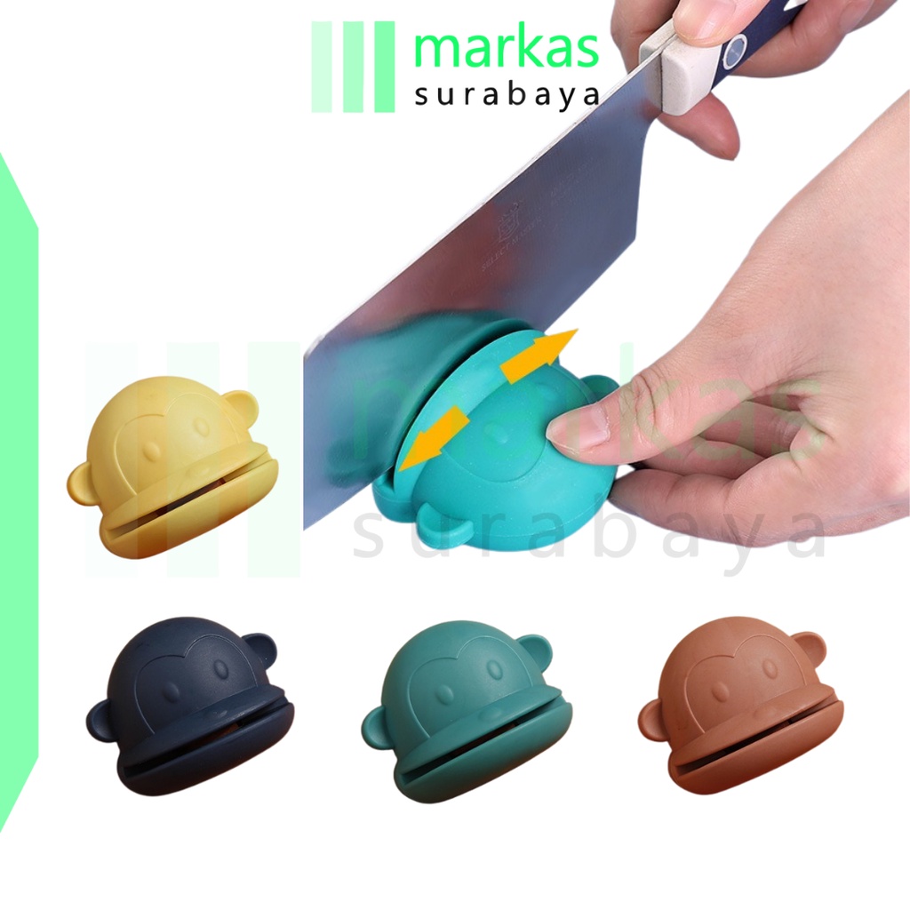 MARKAS HL0338 Pengasah Pisau Mini Bentuk Kepala Monyet Asahan Unik Kecil Knife Sharpener Monkey