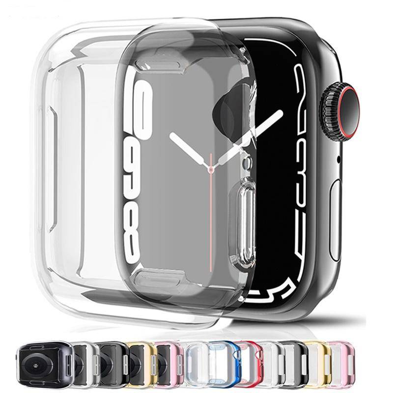 Case Pelindung Layar Apple watch 8 7 45mm 41mm iWatch 6 / 5 / 4 / SE 44mm 40mm 3 42mm / 38mm Bahan TPU Bumper