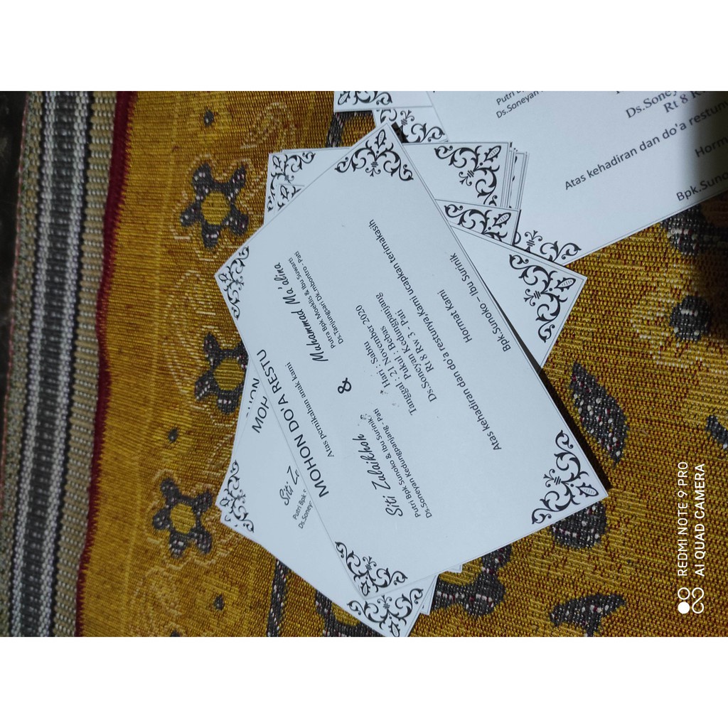 

Undangan pernikahan selebaran hitam putih kertas tebal New