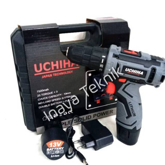 promo mesin bor cordless baterai komplit uchiha japan tembok kayu besi