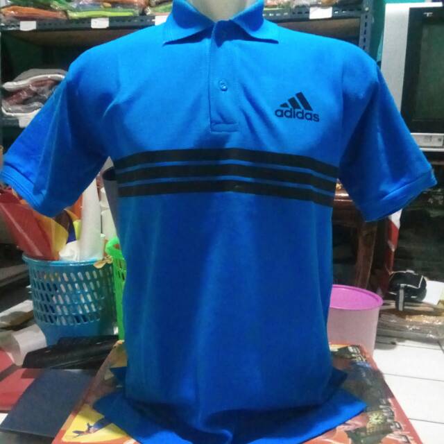 Polo Shirt Kaos Kerah Pria Distro Terlaris Adidas Biru