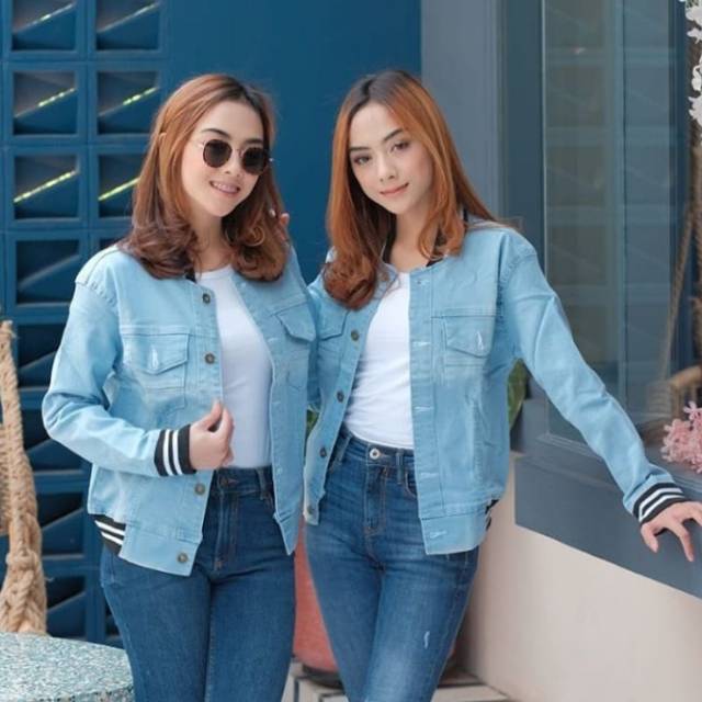 Jaket wanita jeans lea sporty