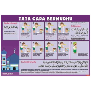 Poster Tata Cara Wudhu untuk Belajar Anak PAUD TK SD Tipe ...