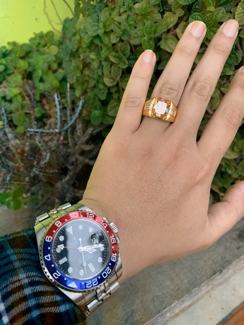 Cincin Casual Mewah Batu Kecubung Teh Champagne Smoky Quartz Mewah Minimalis Ring 18K Gold Filled