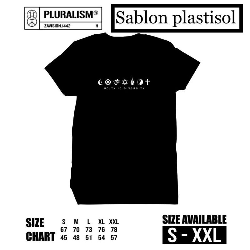 KAOS PLURALISME DISTRO PRIA/WANITA,100% Bahan Cotton Combed 30s Terbaru dan Termurah