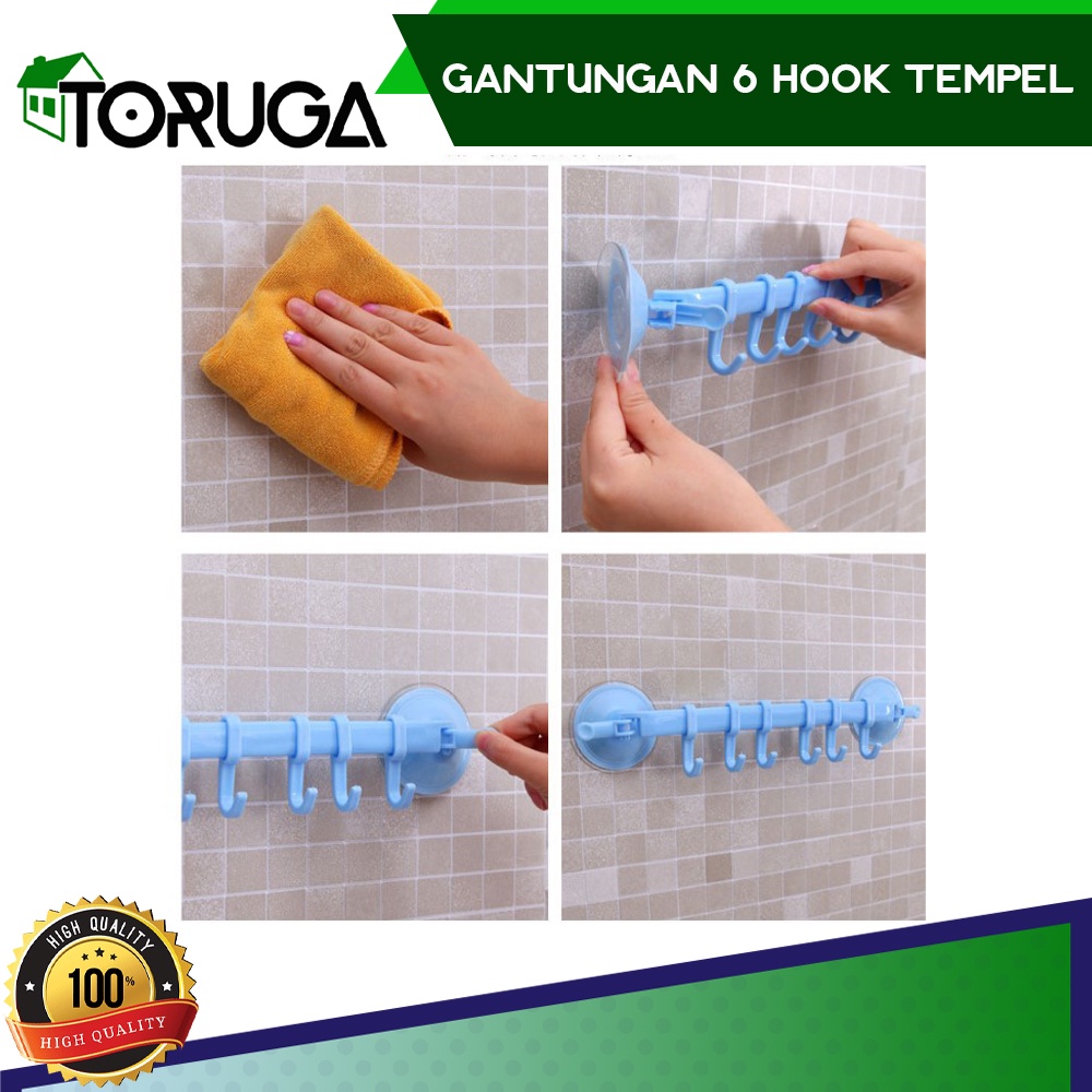 Gantungan Kamar Mandi Kait 6 in 1 Sudut Tempel Hook Suction Gantungan Handuk Vacuum Toilet  Serbaguna