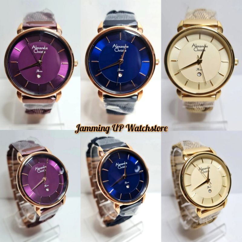 Jam Tangan Wanita Alexander Christie Original AC 2857 Stainless Steel Rantai Pasir Original Garansi 