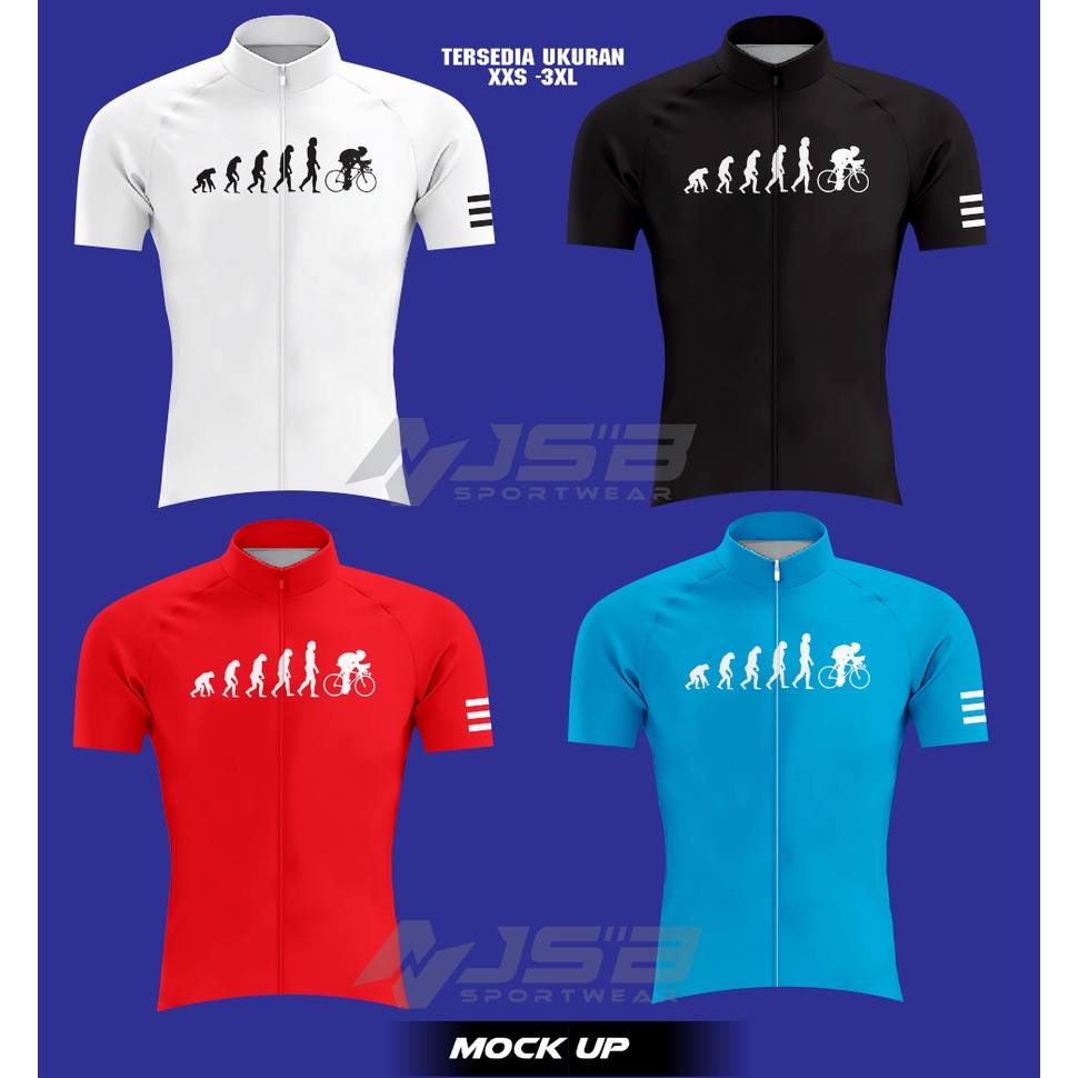 JERSEY SEPEDA ROADBIKE /LENGAN PENDEK/PAKAI KANTONG DAN RESLETING DESIGN EVOLUTION WARNA HITAM MERAH