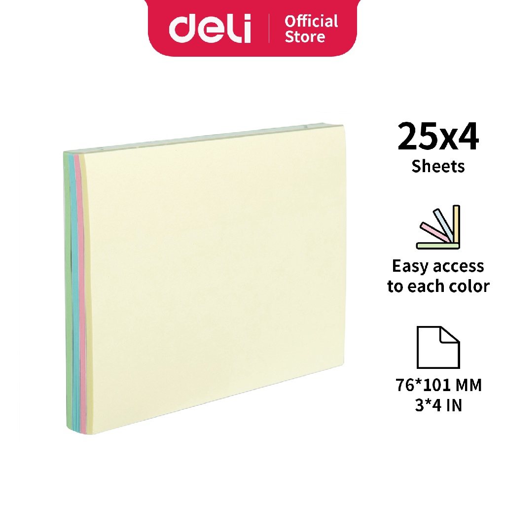 

DELI STICKY NOTE PAD 3IN*4IN ASST. EA01902