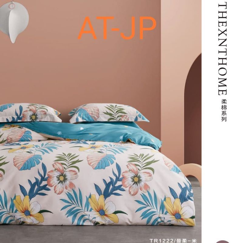 Seprei katun Jepang motif bunga putih