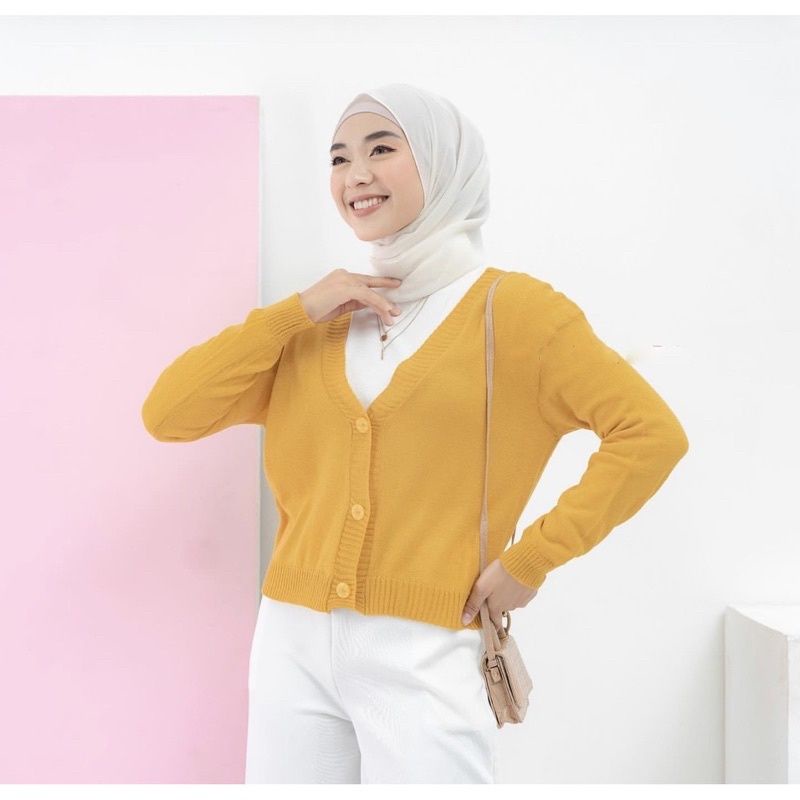 CROP CARDI RAJUT LUNNA/BAJU WANITA TANGAN PANJANG/KOREAN STYLE