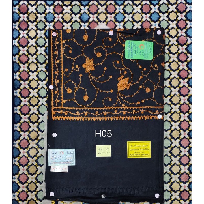 SORBAN SULAM FLORAL WARNA HITAM/RIDA' HITAM/SORBAN KASHMIRI/